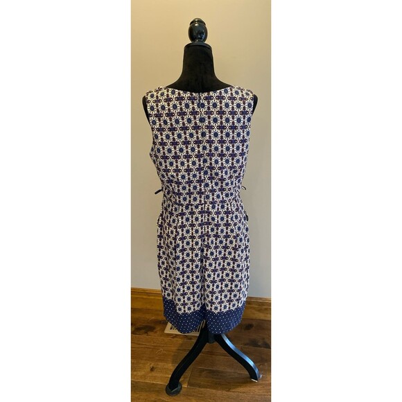 Mystic Dress Plus Size XL Navy Cream Pattern Sleeveless Rounded Neckline Pockets - Picture 6 of 12